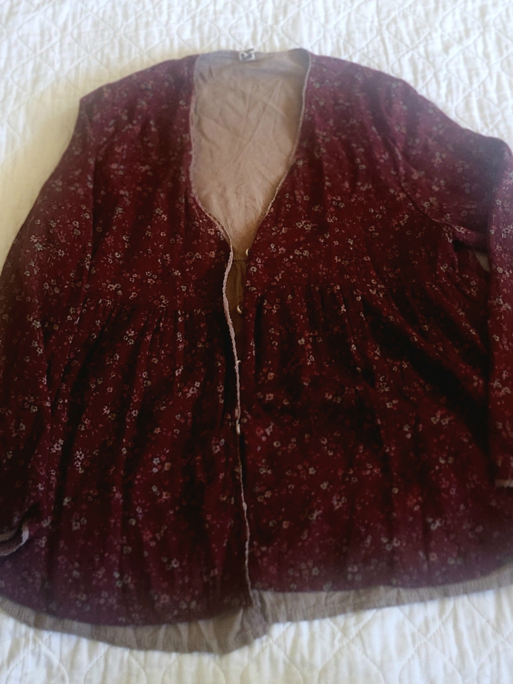 Vintage-Inspired Burgundy Floral Women’s Sweater Cardigan